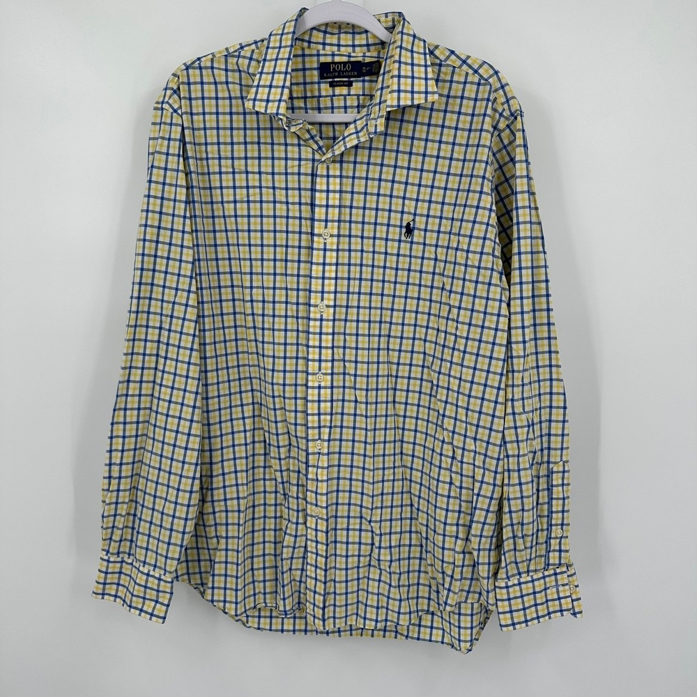 Polo Ralph Lauren Mens Preppy Plaid Check Button Down Shirt Size XL Ivy League